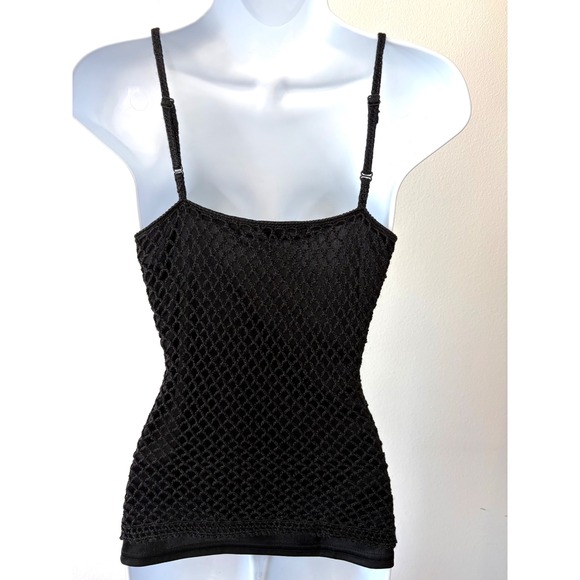 Black Beaded Crochet Cami Y2K Night Luxe Indie Sleaze Whimsigoth Top Size Large - Picture 3 of 14